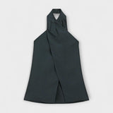 Leah - Blauer Halter Neck Top mit Rückenausschnitt