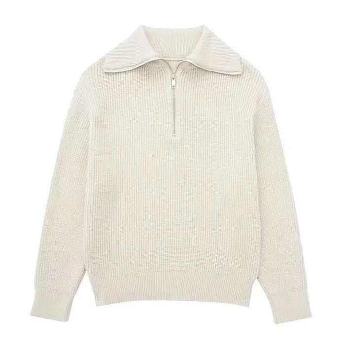 Cassien | Gestreifter Reißverschluss-Pullover