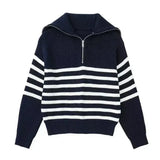 Cassien | Gestreifter Reißverschluss-Pullover
