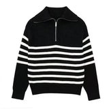 Cassien | Gestreifter Reißverschluss-Pullover
