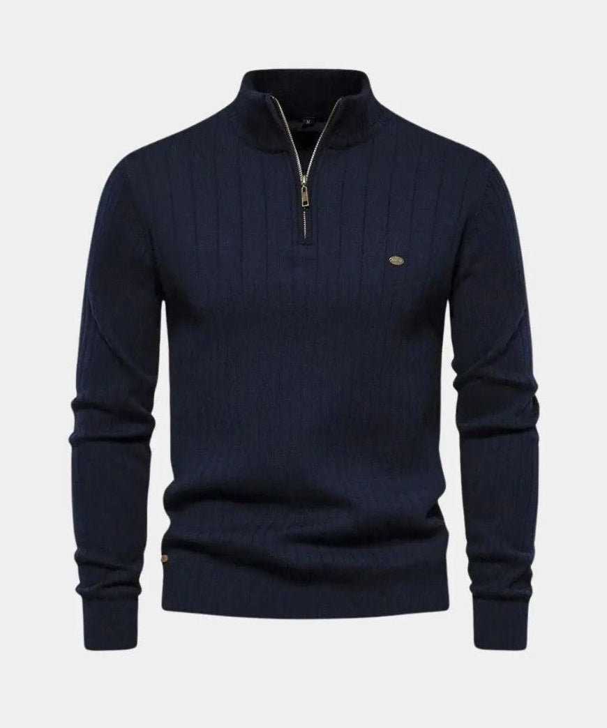 Mikkel | Baumwollpullover mit Halbzip