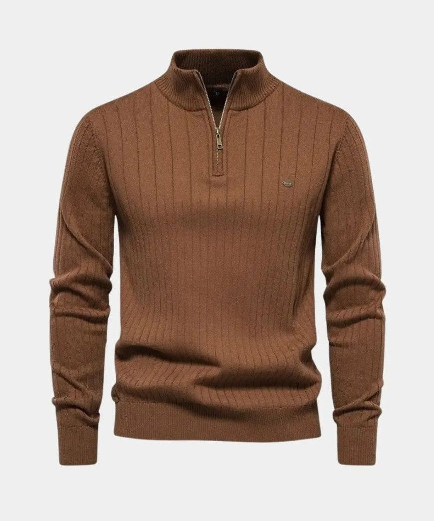Mikkel | Baumwollpullover mit Halbzip