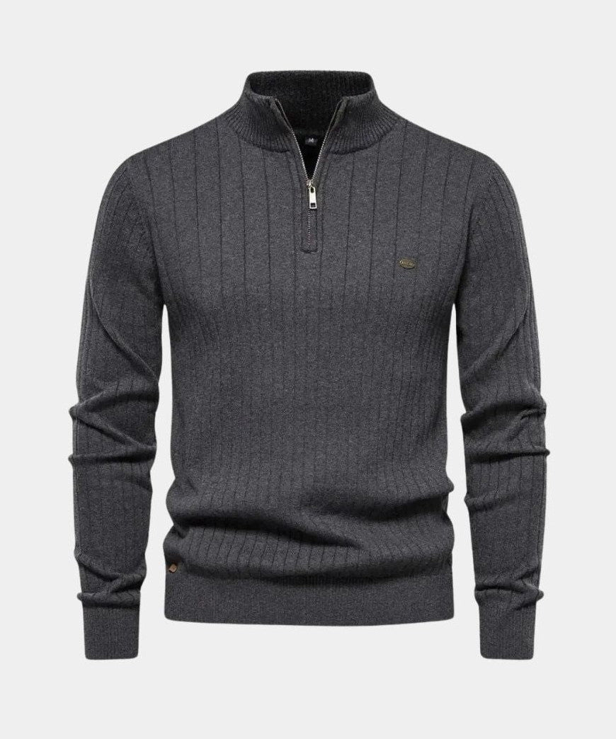 Mikkel | Baumwollpullover mit Halbzip