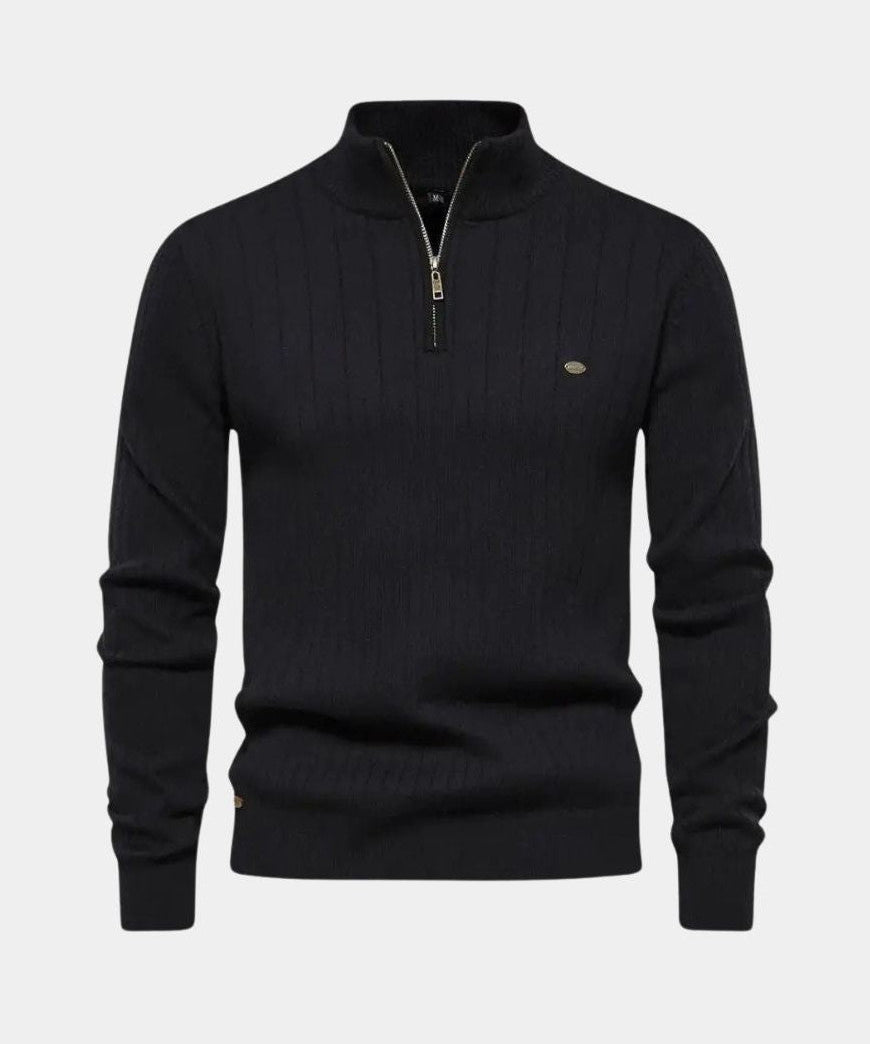 Mikkel | Baumwollpullover mit Halbzip