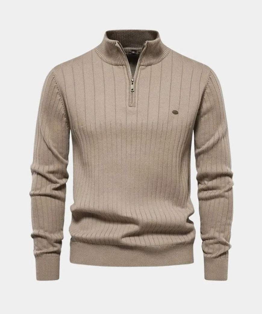 Mikkel | Baumwollpullover mit Halbzip
