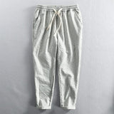 ROCCO GESTRIEPTE LEINENHOSE