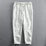 ROCCO GESTRIEPTE LEINENHOSE