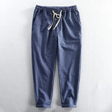ROCCO GESTRIEPTE LEINENHOSE