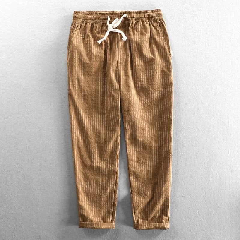 ROCCO GESTRIEPTE LEINENHOSE