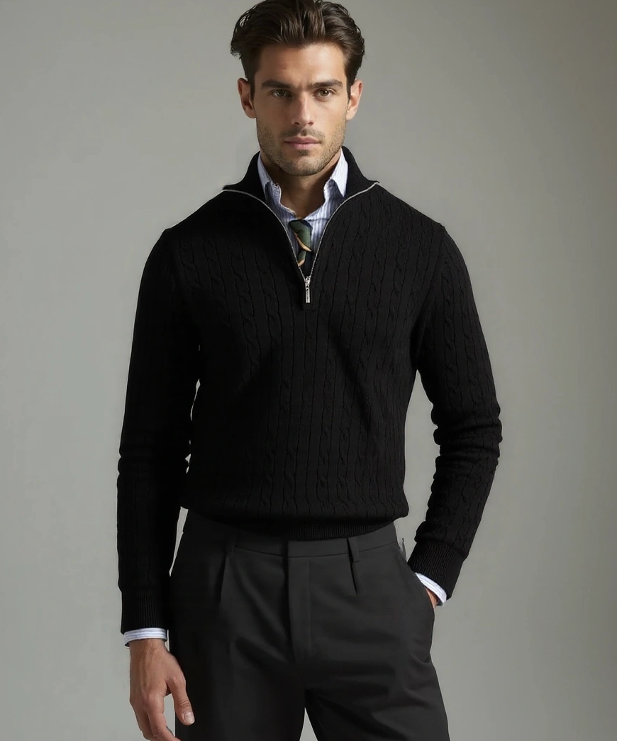 Tobias | Pullover mit Reißverschluss und Muster