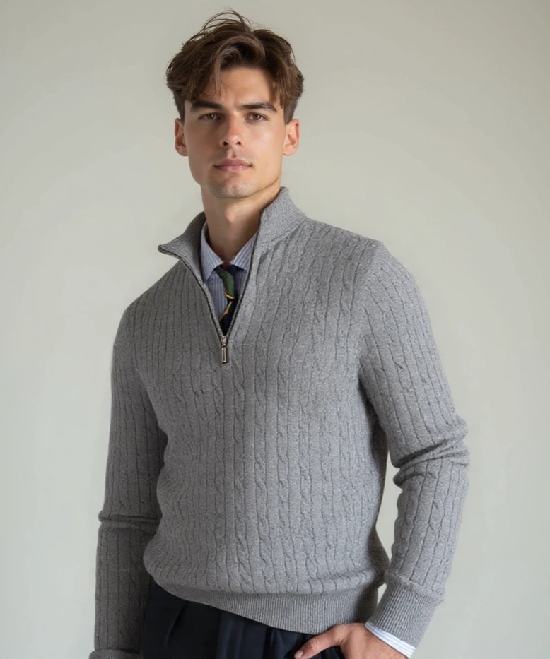 Tobias | Pullover mit Reißverschluss und Muster