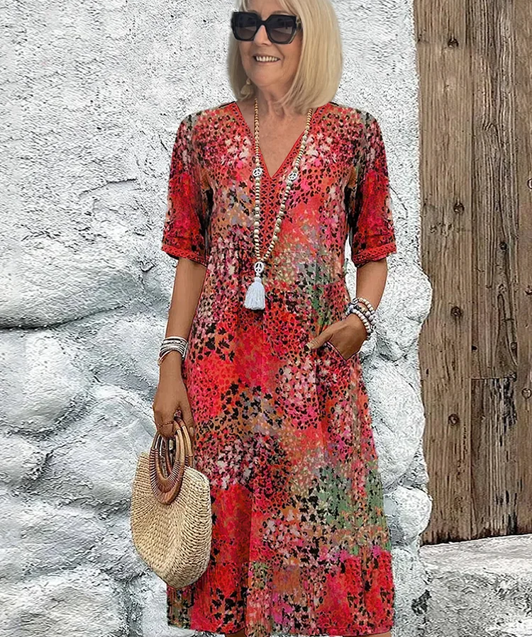 Lia - Damen Midi Kleid